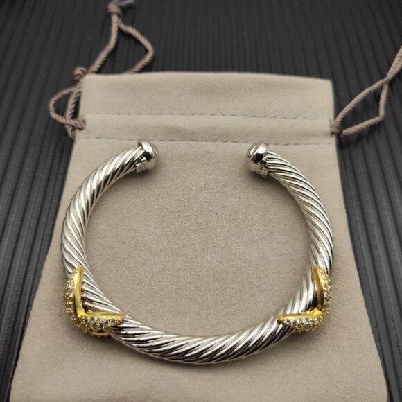 Sterling Silver 7mm Diamond Double X Bracelet - Picture 5 of 5